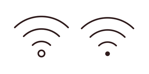Wifi Signal Icons in Simple Line Art Style, Isolated on White Background