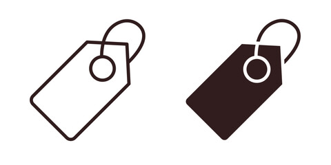Price Tags Icons in Line and Filled Styles Isolated on White Background