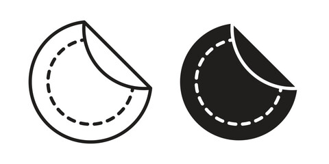 Circular Patches with Corner Peeling, Isolated on White Background