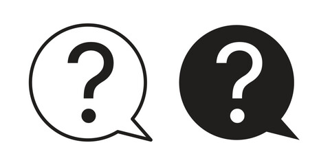 Question Mark Icons in Speech Bubbles, Isolated on White Background