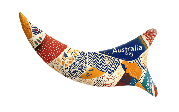 Creative Australia Day banner design featuring patriotic elements and festive colors isolated on transparent background PNG - Powered by Adobe
