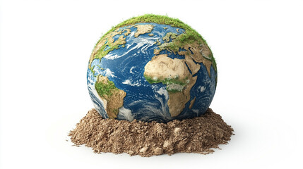 Dirt and humus formed into a globe shape, symbolizing Earth, sustainability, and environmental awareness, perfect for ecological, creative, and educational visuals.