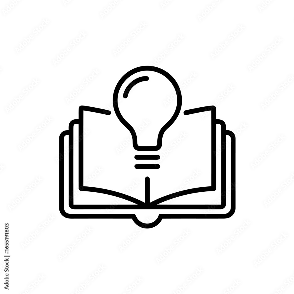 Poster illuminating knowledge depiction an open book with a light bulb shining above it symbolizing ideas