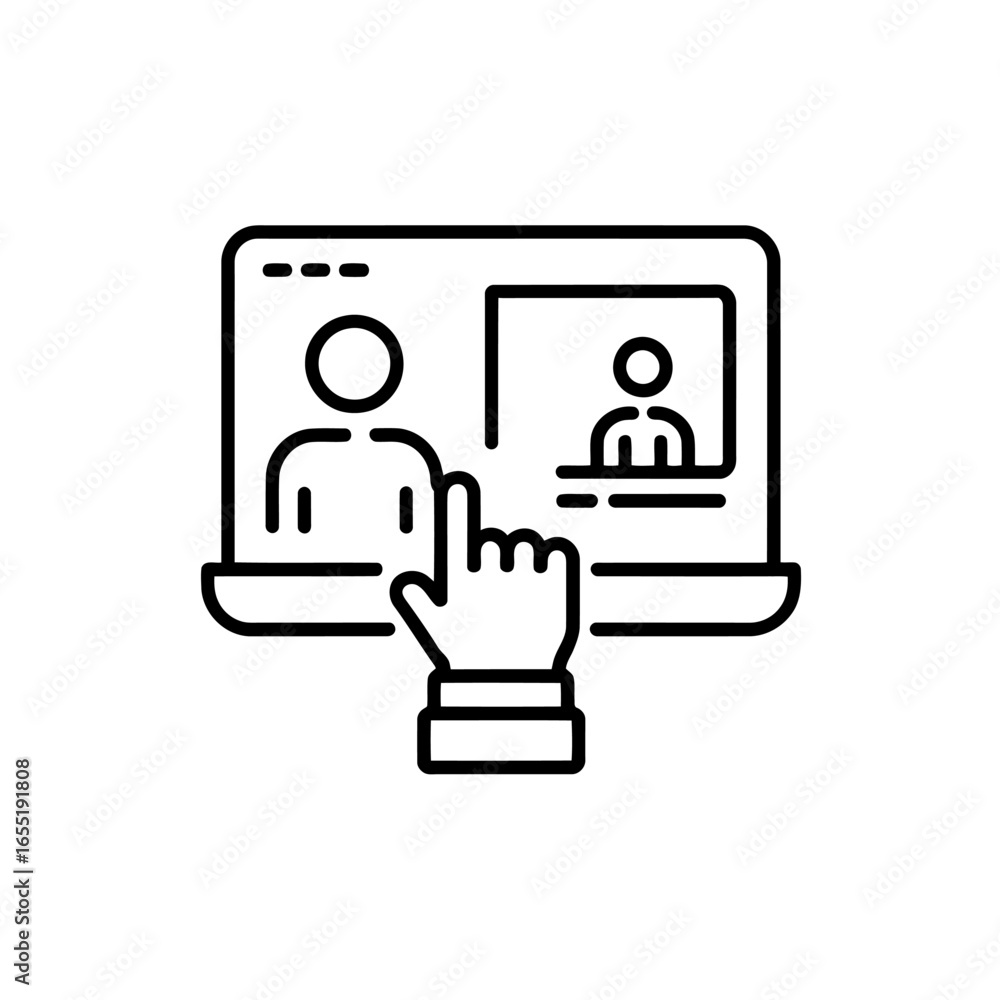 Poster online meeting and virtual conference using computer with hand selection