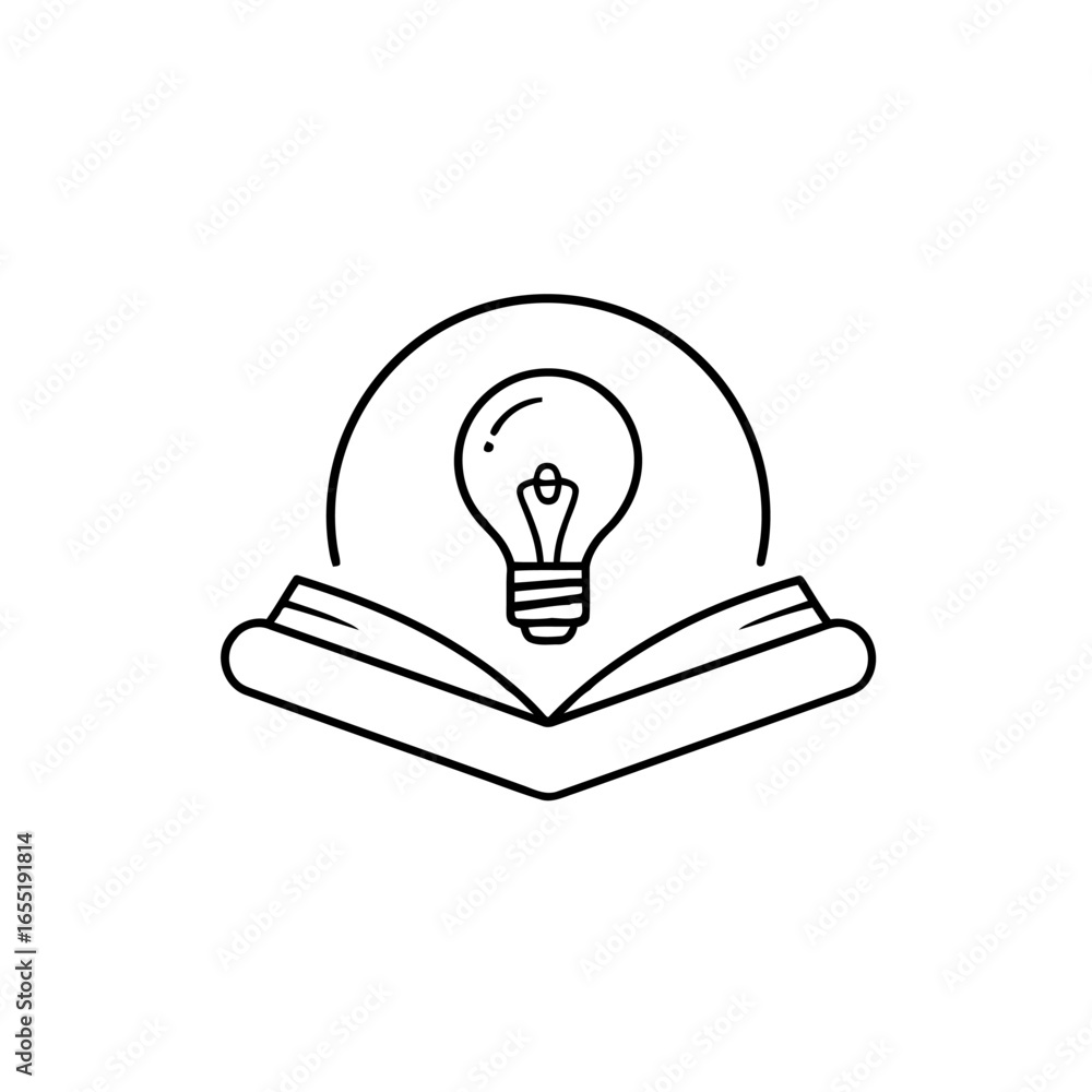 Poster illuminating the mind an open book with a light bulb above it