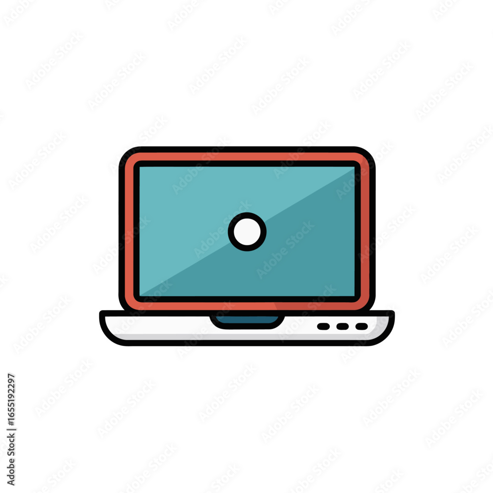 Poster retro laptop computer icon bold outline design for modern tech communication and productivity