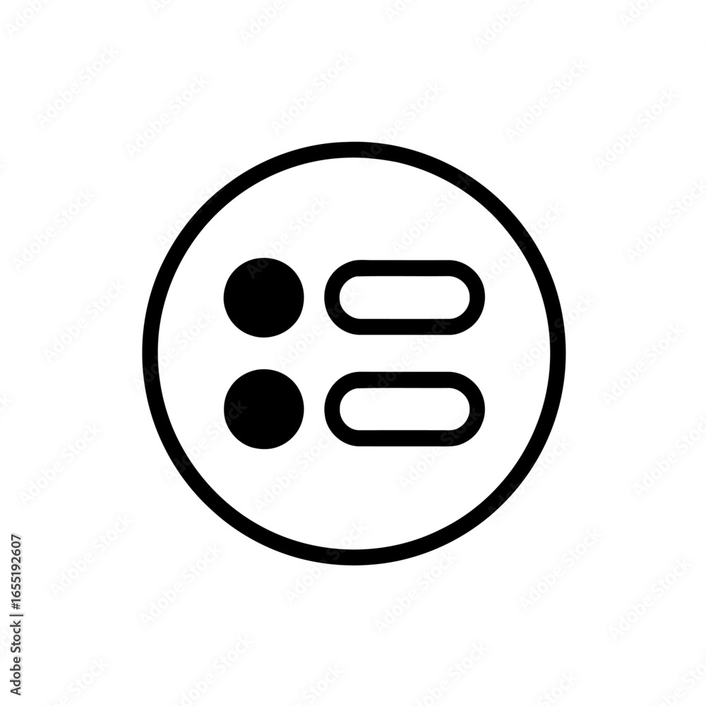 Poster rounded square grid icon with circle outline representing settings or menu options