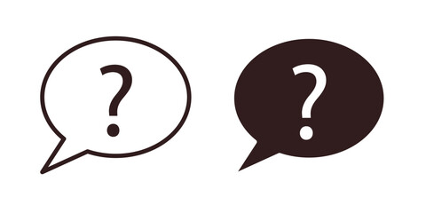Question Mark Icons in Speech Bubbles Isolated on White Background