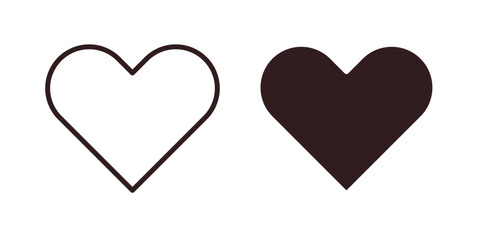 Heart Icons in Simple Design Isolated on White Background