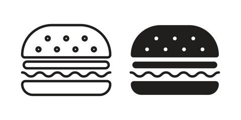 Hamburger Icons in Line Art and Solid Styles, Isolated on White Background