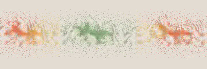 Abstract background featuring three distinct sections with colored dot patterns on a light surface