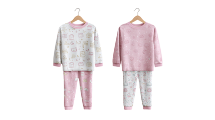 Kid’s pajama mockup with cute bedtime prints - isolated on transparent background 