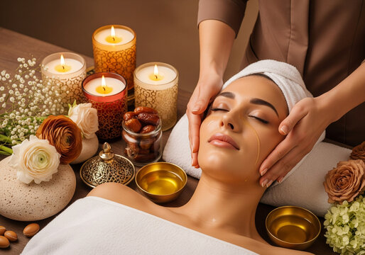 A Moroccan-Inspired Luxury Spa Experience with Argan Oil & Organic Skincare for beauty magazine covers, spa gift voucher designs, premium lifestyle campaigns, wellness retreat invitations