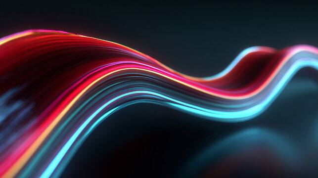 Dynamic light shapes on dark background, high-speed optical fiber concept with abstract 3d light streaks, futuristic and technology-inspired visual design. - Powered by Adobe