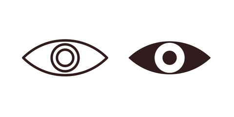 Eye Icons in Line and Filled Styles Isolated on White Background