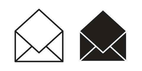 Envelope Icons in Minimalist Style Isolated on White Background