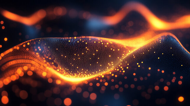 Dynamic light shapes on dark background, high-speed optical fiber concept with abstract 3d light streaks, futuristic and technology-inspired visual design.