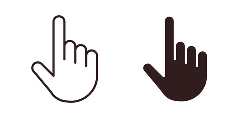 Hand Cursor Icons in Minimalist Style isolated on white background