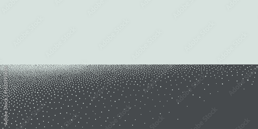 Poster abstract background with light blue top and gray bottom with white dots fading towards the bottom