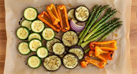Rustic Flatlay of Grilled Vegetables