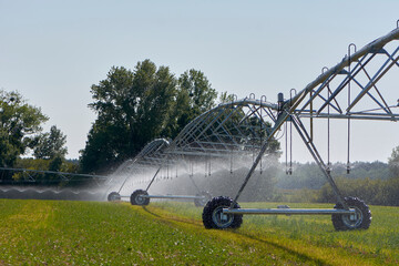 Picture of irrigation system in operation, in Hungary