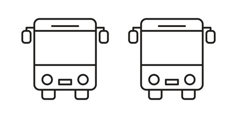 Bus Icons in Line Art Style Isolated on White Background