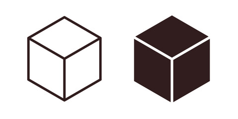 Cube Icons in Isometric View Isolated on White Background