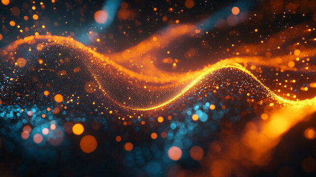 Dynamic light shapes on dark background, high-speed optical fiber concept with abstract 3d light streaks, futuristic and technology-inspired visual design.