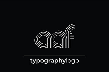 AAF modern geometric typography logo. Modern and stylish composition featuring a monochromatic typography logo illustration designed with intricate lines.