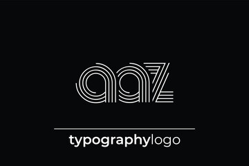 AAZ modern geometric typography logo. Modern and stylish composition featuring a monochromatic typography logo illustration designed with intricate lines.