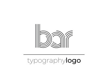 BAR modern geometric typography logo. Modern and stylish composition featuring a monochromatic typography logo illustration designed with intricate lines.