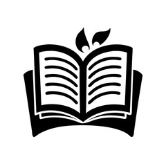 Vector art of open book with leaves growing from the pages, symbolizing knowledge and growth