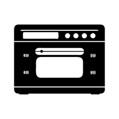 Fototapeta premium Vector art of black silhouette icon of an oven, representing a kitchen appliance for cooking and baking icon