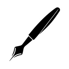 Vector art of black silhouette of a vintage quill pen, an elegant writing instrument  icon