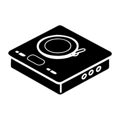 Fototapeta premium Vector art of modern induction cooktop stove for kitchen appliance, electric cooking heat burner, home equipment, vector illustration icon