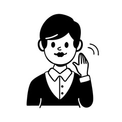 Vector art of friendly man waving hello icon