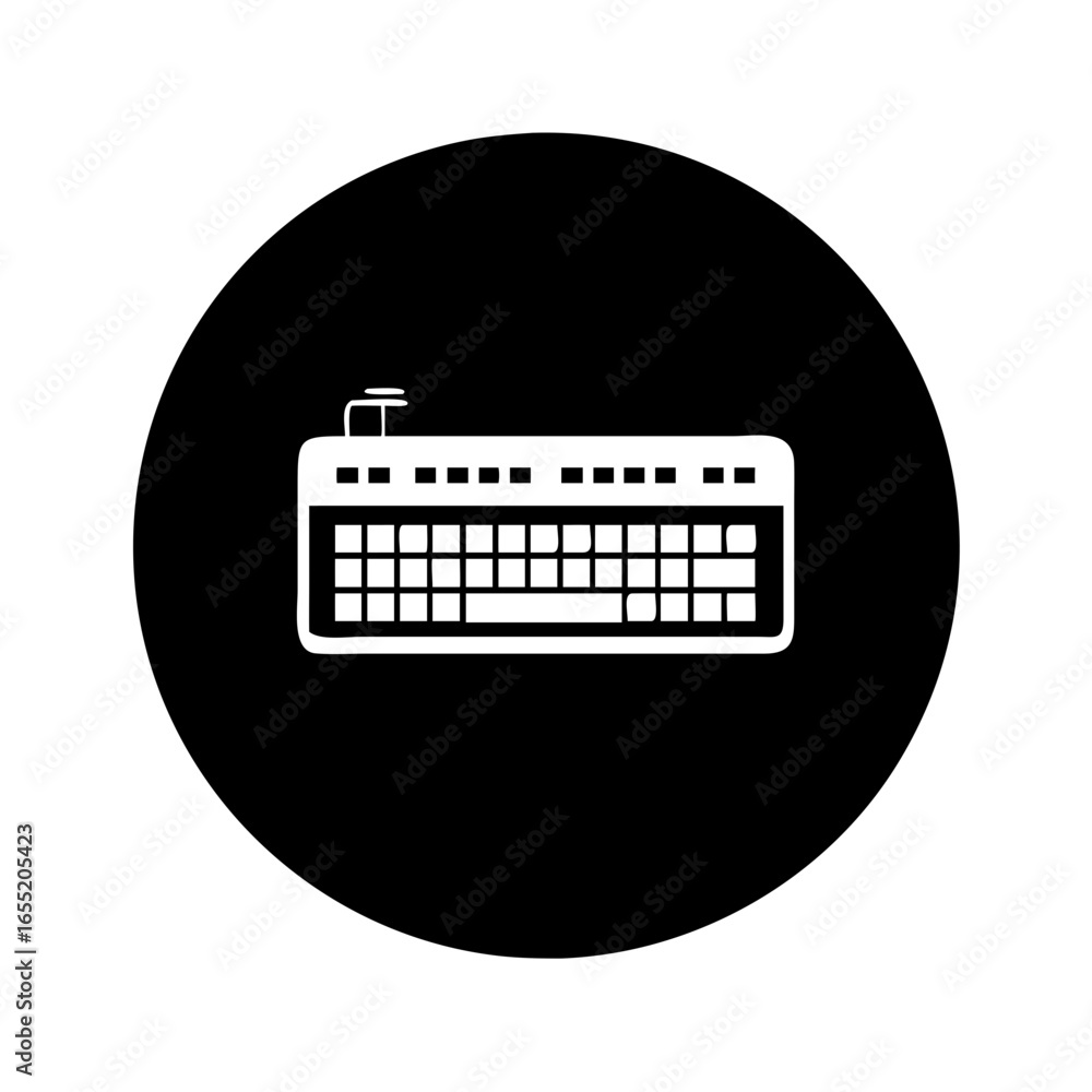 Poster vector art of black and white icon of a computer keyboard in a circle