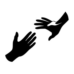 Vector art of two hands reaching out to help each other  icon
