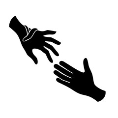 Vector art of two hands reaching out to help each other  icon
