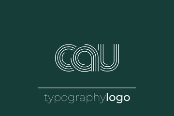 CAU modern geometric typography logo. Modern and stylish composition featuring a monochromatic typography logo illustration designed with intricate lines.