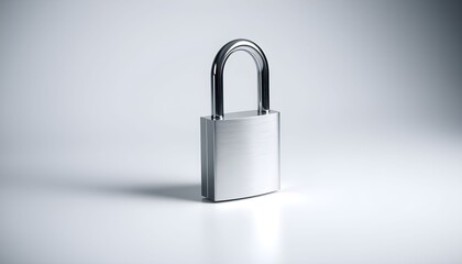 Fototapeta premium Silver Padlock on White Background Security Privacy Concept
