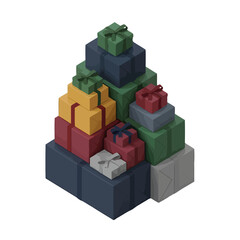 Obraz premium Stacked Gift Boxes in Various Colors and Sizes