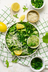 Fresh Green Goddess Salad with Cheese Lemon  Dressing