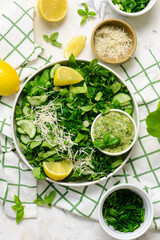 Fresh Green Goddess Salad with Cheese Lemon  Dressing