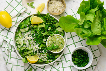 Fresh Green Goddess Salad with Cheese Lemon  Dressing