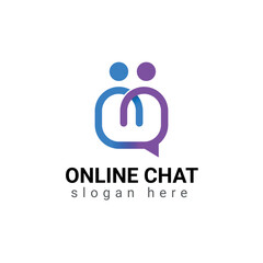 Online Chat Logo Concept Two People in Conversation