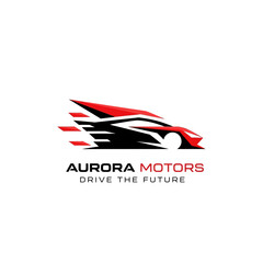 Obraz premium Abstract logo for Aurora Motors, showcasing a stylized car with a dynamic design and futuristic theme.