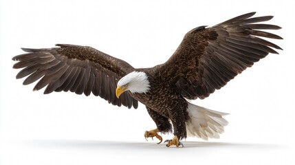 Fototapeta premium Majestic American Bald Eagle on White Background - Isolated Wildlife Photo