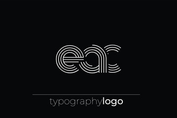 EAC modern geometric typography logo. Modern and stylish composition featuring a monochromatic typography logo illustration designed with intricate lines.