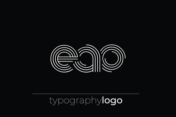 EAO modern geometric typography logo. Modern and stylish composition featuring a monochromatic typography logo illustration designed with intricate lines.